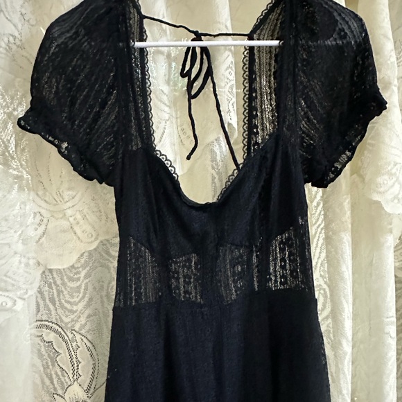 Urban Outfitters Lacy Little Black Baby Doll Dress Size Medium - Picture 2 of 6